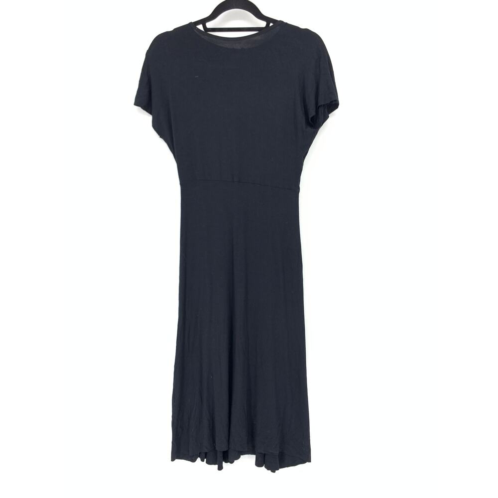 Rachel Pally Dress Women's Size Small Black Midi Round Neck Short Sleeve Ruffle